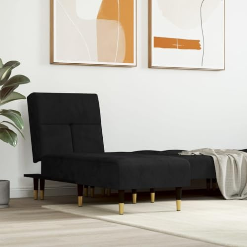 Teenpull Chaiselongue Schwarz Samt, Verstellbar, Einzel-Schlafsofa für Erwachsene, Platzsparendes Loungesofa für Wohnzimmer, Schlafzimmer