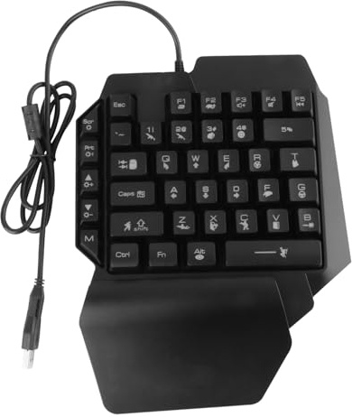 VILLCASE Clavier Mécanique Gamer Fil RGB Rétroéclairé pour Gaucher, Compact et Portable, Clavier de Commande Main, Jeu PC et Ordinateur Portable, Couleur Noire