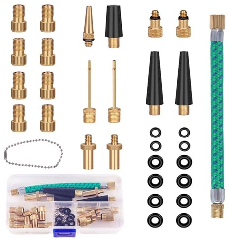 32 PCS Brass Ball Pump Needle Valve Adapter Set Bike Tire Pump Accessories for Gym Balloons Bicycles Green