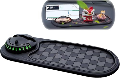 Xylota 360° Auto Antirutschmatte Handy, Anti Rutsch Matte Auto für Handys, Schlüssel und Brillen（Grau + Schwarzer Halter）