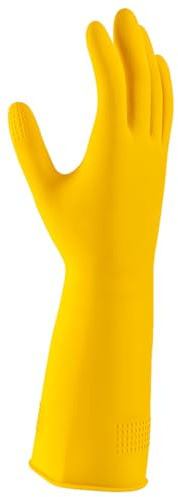 ZINNIAUK Small Household Gloves, Yellow Heavy-Duty Rubber Cleaning Gloves with Non-Slip Nitrile Grip, Durable Waterproof Design for Kitchen, Bathroom & Dishwashing, Comfortable & Multipurpose Use