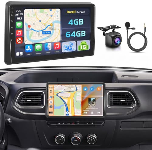 Hikity 4G+64G Android 15 Radio Coche Renault Master 2021 10 CarPlay | Android Auto Inalámbrico. BT. GPS. WiFi. FM/RDS. Cámara+MIC. Incell Touchscreen