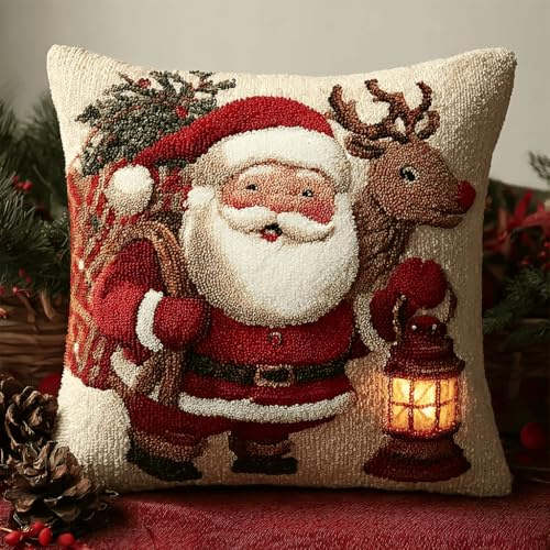 Taxpy Knüpfset für Weihnachtskissen • DIY Knüpfen für Kinder & Erwachsene • Handgemachtes Geschenk • 43x43cm (17 Zoll) -7