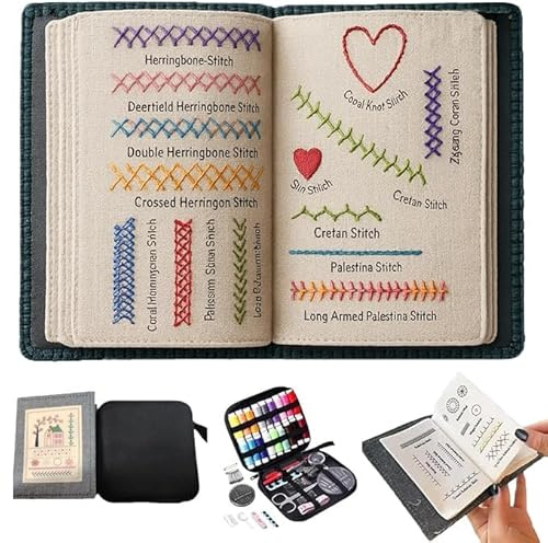 ZFFAFUR 2026 New Embroidery Stitch Book Kit Complete Portable Sewing Set with Tools & Tutorial, Step-by-Step Guide for Beginners & Craft Lovers,Ideal Beginner Craft Gift