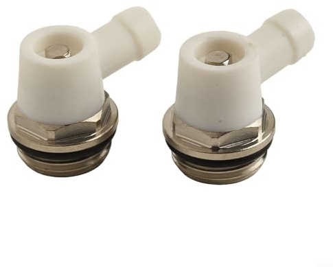 Brass Radiator Bleed Valve with Rotatable Drain Outlet, /2 Inch Self-Sealing Thread, Nickel-Plated Air Vent for Heating Systems – 2-Pack