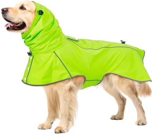 Ezierfy Hunderegenmantel - Wasserdichter Regenjacke für Hunde, Einstellbare Regenmantel für Mittlere, Große und Extra Große Hunde, Gassigänge, Hundespielplatz, Urlaub, Grün, XL