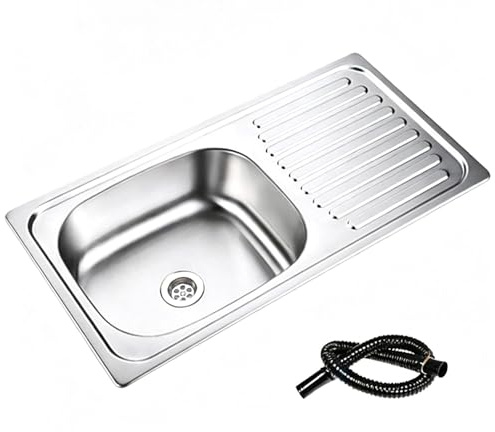 Fregadero Pequeño Cocina Acero Inoxidable, Lavabo Bar Camper con Escurridor para Camping, Bar, Cocina