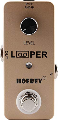 Hoerev Gitarre Mini Loop Effektor Looper Sampler Effekte Tuner für elektrische akustische Gitarre Bass Pedale Loops Stationen, Farbe Gold