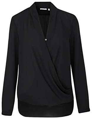 Seidensticker Damblusar – modeblus – omlottlook – långärmad – viskos, svart, 38