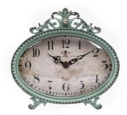 Creative Co-op en métal Rustique rétro Horloge de Table, 15,9 cm, Aqua
