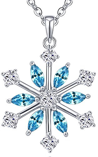 JO WISDOM halskette Schneeflocken Silber 925 Damen Zirconia Kristall Anhänger Kette,Weihnachtsschmuck für Frauen