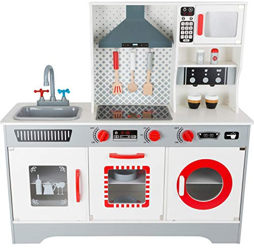 small foot 11081 Premium Play Kitchen made of wood, incl. coffee maker, dishwasher, washing machine & more, for ages 3+