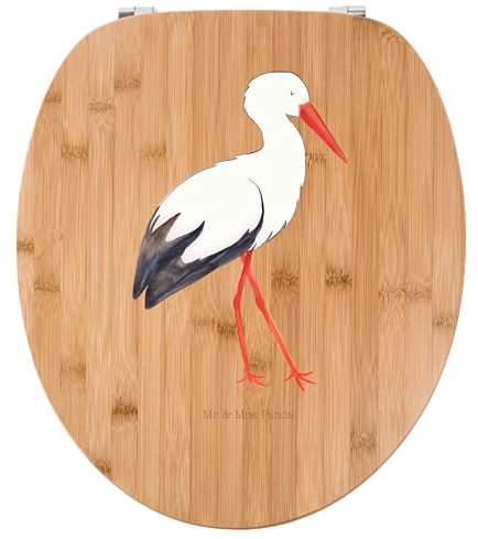 Mr. & Mrs. Panda Motiv WC Sitz Storch - Geschenk, Gute Laune, Tiermotive, Tiere, WC-Sitz, Klodeckel, Mütter, Störche, Klobrille, Toilettendeckel,
