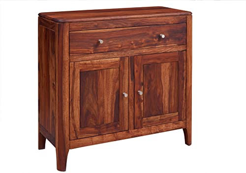 Massivmoebel24.de | Brooklyn Sideboard aus Massivholz #24 | Sheeshamholz - walnuss, geölt | mit 2 Türen + 1 Schublade | 88x40x85 cm | Kommode TV-Sideboard TV-Board