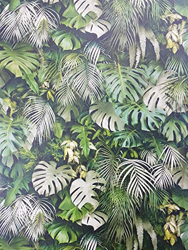 3D Effect Tropical Palm Leaf Wallpaper Green Beige Vinyl Paste Wall from Y�L