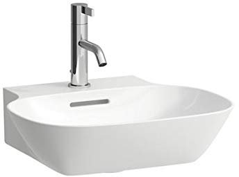 Laufen INO Handwaschbecken, ohne Hahnloch, mit Überlauf, 450x410, weiß, Farbe: Weiß mit LCC - H8163004001091