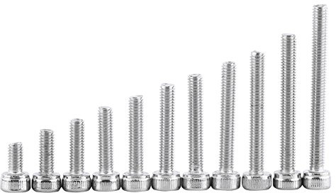 Innensechskantschrauben, 100 Stück SS304 Passivierung aus rostfreiem Stahl M3 6 mm 8 mm 10 mm 12 mm 14 mm 16 mm 18 mm 20 mm 22 mm 25 mm 30 mm Innensechskantschrauben Schraubenbefestigung(M3*10)