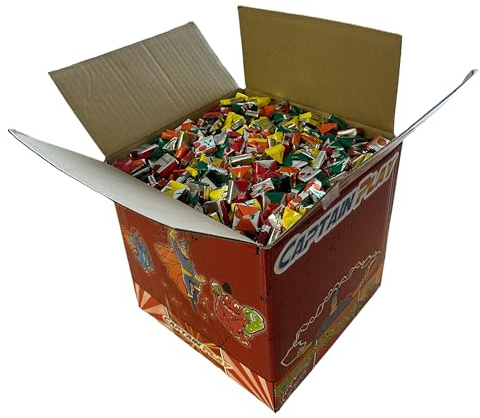 CAPTAIN PLAY Fruchtkaramellen 5kg, Karneval Wurfmaterial, Fruchtbonbons in Einzelverpackung, Süßigkeiten Großpackungen
