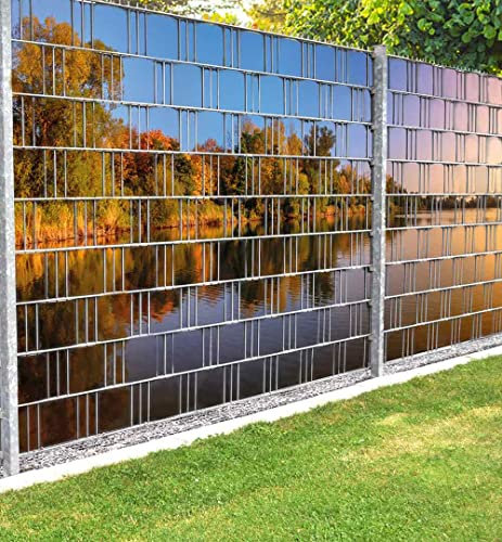 MyMaxxi Infinity Zaunsichtschutz | See 01 Teil2 Motiv 9 Streifen | Sichtschutzstreifen für Doppelstabmattenzaun | Windschutz Sonnenschutz Blickdicht | Sichtschutz Garten | Sichtschutz