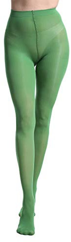 Zioccie Collant da donna in microfibra, 80 denari, morbidi, semi opachi, tinta unita, a vita alta, Trifoglio verde., Taglia unica Più