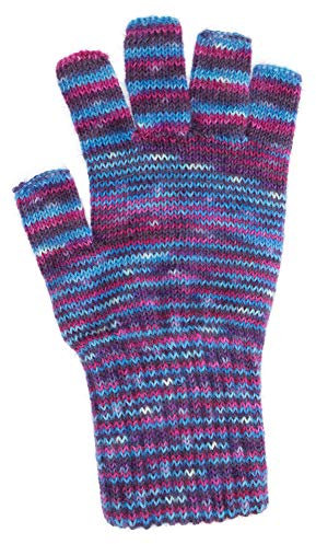 AndeanSun Darn Warme Alpaka-Handschuhe, fingerlos, aktualisierte US-Größe, perfekte Passform, Violett / Blau, Small