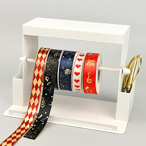 ZJKXJH Farbbandspulen-Aufbewahrung, Einschichtige Farbbandständer Für Bastelzimmer, Bügeleisen-Papierspender Mit Seitlicher Aufbewahrungsbox Für Näherei, Atelier (Color : White)