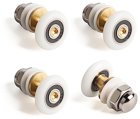 SPDYCESS 4 Pcs Roulette Porte Coulissante Douche 20mm, Poulie Excentrique pour Portes Cabine Douche Coulissante, Rechange de portes en verre