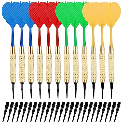 TUFA Flechette Pointe Plastique 18g, 12 Fléchettes avec 100 Pointes, Flechettes à Pointe Souple pour Cible Flechette Electronique, Flechette Pointe Plastique Professionnelle