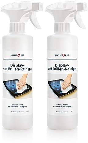 HANSE PRO Displayreiniger, 2 x 500 ml I Bildschirm-Reiniger I Screen Cleaner I ideal für Monitor, PC, Computer, Tablet, Smartphone, Notebook