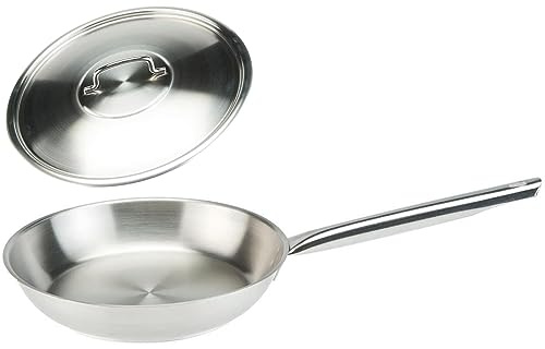 SKK XL Hochrand-Pfanne Ø 36 cm - induktionsfähige 18/10 Edelstahl Bratpfanne - Gastro Edelstahlpfanne mit Edelstahl-Deckel
