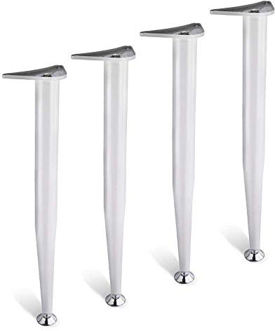 LEOSHI Möbelbeine 4 X, Tischbeine aus Schmiedeeisen, Schreibtischbeine, Esstischbeine, Couchtischhalterung aus Metall, konische DIY-Ersatzbeine, Weiß, 80 cm Made in China