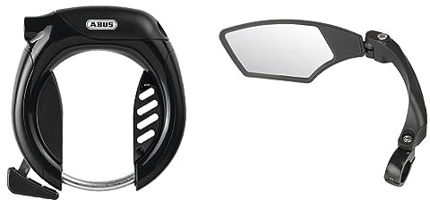 ABUS Rahmenschloss Pro Tectic 4960 NR - Schlüssel abziehbar bei geöffnetem Schloss - Fahrradschloss Sicherheitslevel 7, Schwarz & M-Wave SPY Space Fahrradspiegel, schwarz