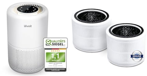 LEVOIT Luftreiniger HEPA Filter für Allergiker & 2Pack Ersatzfilter für Luftreiniger Core 200S, Echter HEPA-filter, Weiß,35㎡