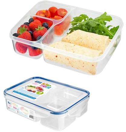 HOMESHOPA Plastic 1 Pack Airtight Compartments Containers with Clip Lock Lids, Food Storage Meal Prep Lunch Box for Kids Adults, Clear Reusable Leak Proof BPA Free Microwave Freezer & Dishwasher Safe