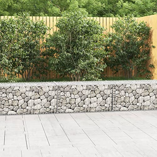 JUNZAI Mur en Gabion avec couvercles Acier galvanisé 300 x 50 x 50 cm,Bordure Pierre,Kit Gabion,Gabion Jardiniere