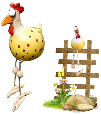 YDYSAA Keramik Huhn Figur Gartenstecker Figur aus Harz Keramik Gartendeko für Hof Balkon Schlafzimmer und Schlafzimmer