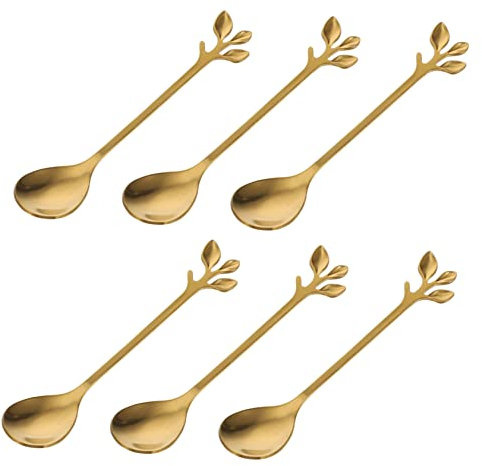 ABOOFAN 6pcs Leaf Spoon Stainless Steel Leaf Shape Spoons Creative for Serving Dessert for Coffee and Tea Serving