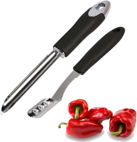 2 Stück Kürbis Gemüse Entkerner, Samenentkerner, Pfeffer-Entkerner-Werkzeuge, Entkerner Edelstahl Kern, Samenentferner-Werkzeug, für Obst-Gemüse-Kernsamen-Entfernungswerkzeug