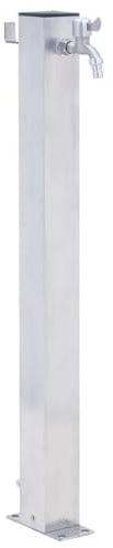 Gecheer Colonna d'Acqua da Giardino,Fontana da Giardino,Fontana Rettangolare,con Rubinetto e Raccordo Resistente a UV e Gelo,Doccia per Animali,Irrigazione Giardino,100 cm Acciaio Inox Quadrato