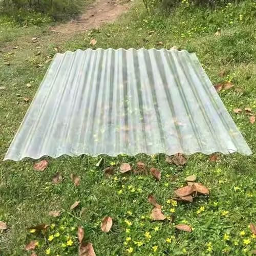Lichtwellplatte,1mm FRP-Tageslichtplatten,Polyester Wellbahn,UV-Beständige Regenfeste Wandblech Dachblech,Transparent Kurzrollen,für Pergola Gewächshaus,Länge Wählbar (0.9x1.2m/35x47in,14 Pcs)