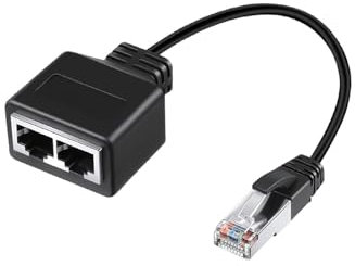 Ethernet Splitter 1 to 2, RJ45 1000Mbps Ethernet Switch 2 Port LAN High Speed Gigabit Network Splitter Adapter, Male to Dual Female Internet Connector for Cat5/5e/6/7/8 Cable Router Computer Hub