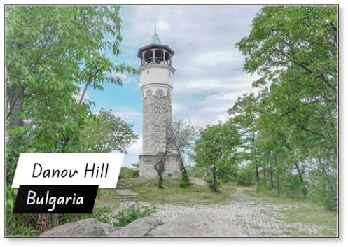 Kühlschrankmagnet, die alte Uhr auf dem Danov-Hügel (Sahat Tepe) in Plovdiv, Bulgarien, Kühlschrankmagnet