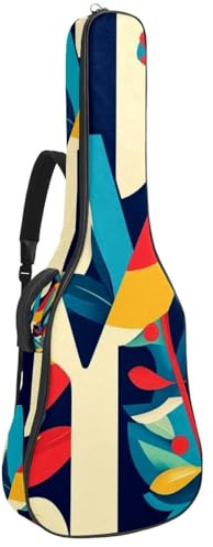 Bassgitarrentasche, 101,6 cm, 101,6 cm, doppelter verstellbarer Schultergurt, Akustikgitarre, Gigbag, Gitarrenkoffer, wasserdichtes Oxford-Tuch, dicker Schwamm, Vintage-Stil, abstrakte Blumenschrift