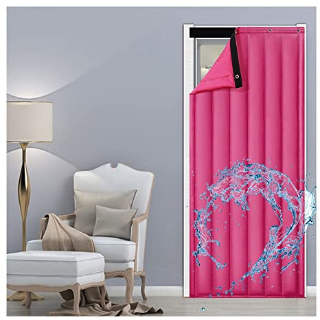 Acoustic Door and Window Blanket Noise Reduction Curtains for Doorway Insulated Door Curtain with Cotton and PU Soundproofing Customizable Rose Red