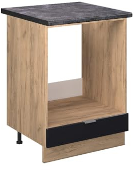 Vicco Herdumbauschrank Fame-Line, Schwarz gestreift, 60 cm, AP Anthrazit, zur Kombination mit weiteren Modulen der Fame-Line Serie