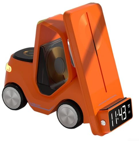 Kabelloser Ladeständer, Handy-Ladegerät-Halter, Wecker, kabelloses Telefon-Ladegerät, Ständer für iPhone und Samsung kabellose Lademodelle (Orange)