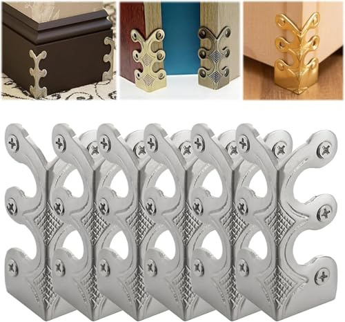Skiffers - Skiffers Baseboard Corner Protectors, Baseboard Skiffers, Skiffers Corner Protectors, Brass Skiffers, Solid Brass Skirting Board Corner Protectors- Silver 12pcs