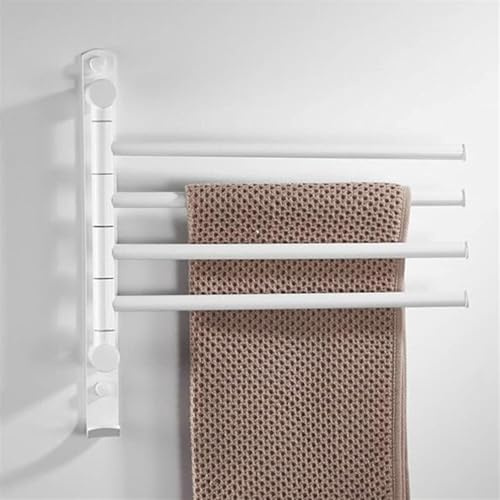 MYUYEE Handtuchhalter für Badezimmer drehbarer Handtuchhalter gebürstetes Gold Handtuchstange aus Messing an der Wand montiert schwarzer Handtuchhalter (weiß 4