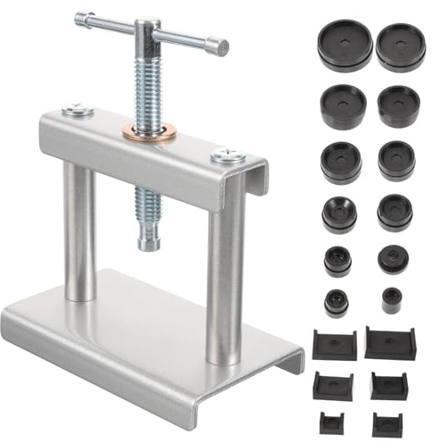 Uhrenpresse 1 Satz Eisen Kunststoff für Reparatur von Armbanduhren | Runde und Quadratische Formen, Presssichere Anwendung, für Batteriewechsel, Zubehör im Lieferumfang