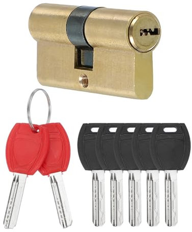 PATIKIL European Double Lock Cylinder, 65mm(27.5/10/27.5) Door Cylinder Lock with 7 Keys Solid Brass Lock Cylinder for Anti-Theft Wooden Aluminum Door